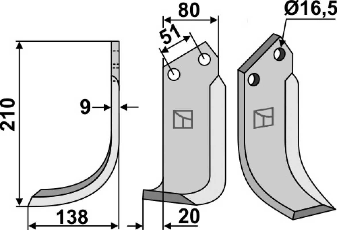 Fräsmesser 210x80mm, links